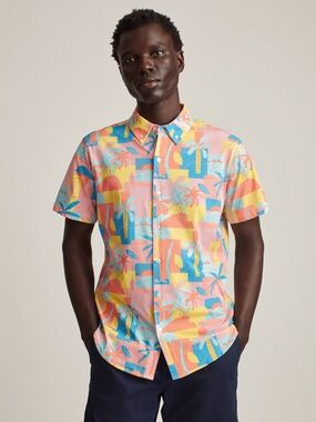 Bonobos Multi-Color Island Time Slim Fit Jersey Short Sleeve Shirt - Size XL